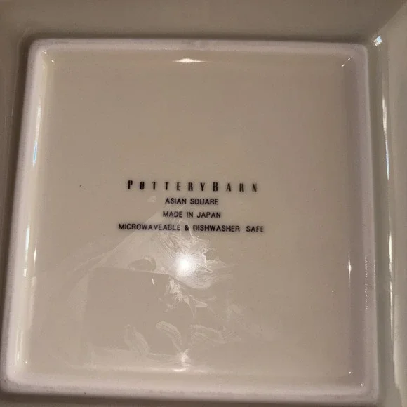 Pottery Barn Cherry Blossom Set Of 3 Square Plates Ceramic 8" & 4 Asian Square - Picture 5 of 5